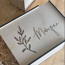 Load image into Gallery viewer, Timber Keepsake Box - Personalised &amp; Printed Silver Belle Design
