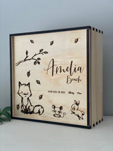 Load image into Gallery viewer, Timber Keepsake Box - Personalised &amp; Printed Silver Belle Design
