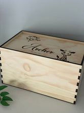 Load image into Gallery viewer, Timber Keepsake Box - Personalised &amp; Printed Silver Belle Design
