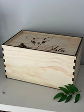 Load image into Gallery viewer, Timber Keepsake Box - Personalised &amp; Printed Silver Belle Design
