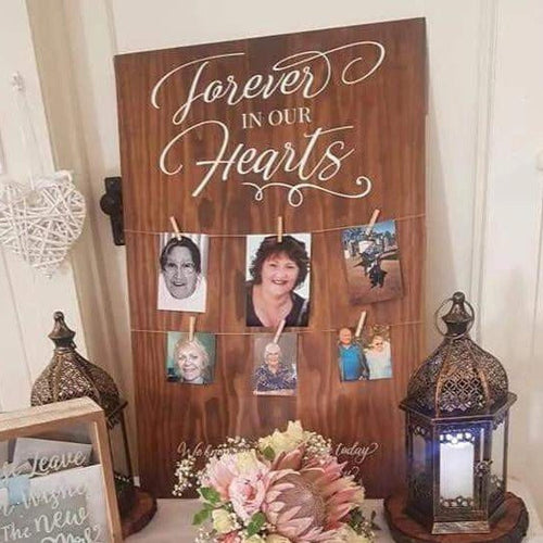 Timber Memorial Sign - Extra Large A1 Size Silver Belle Design
