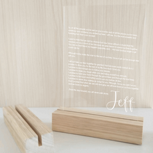 Load image into Gallery viewer, Vow Sign - Jeff Modern Script Silver Belle Design
