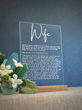 Load image into Gallery viewer, Vow Signs - Husband / Wife / Kids Silver Belle Design
