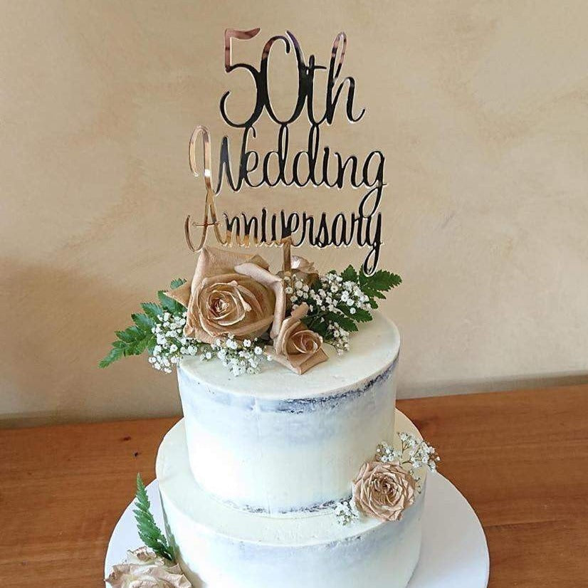 Wedding Anniversary Cake Topper Silver Belle Design