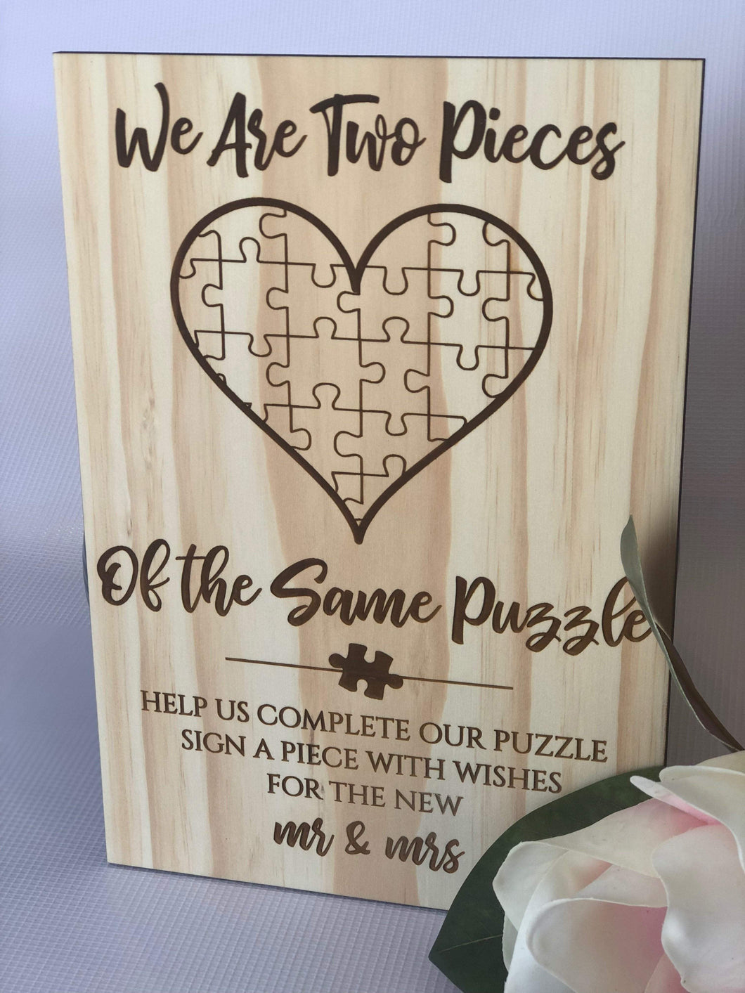 Wedding Guestbook Puzzle Sign Silver Belle Design
