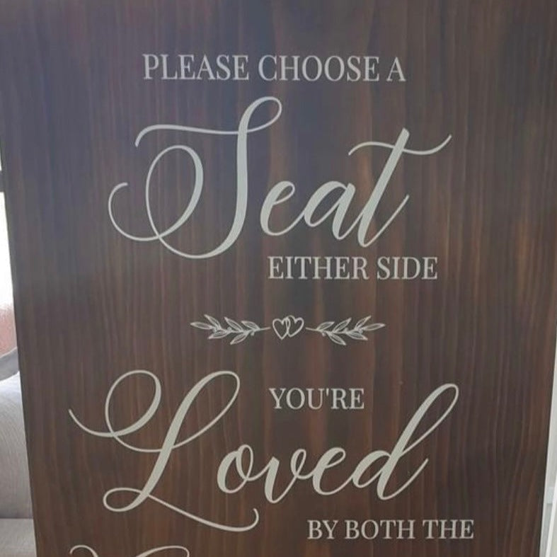 Welcome Sign - Please Take A Seat, You're Loved By Both Silver Belle Design