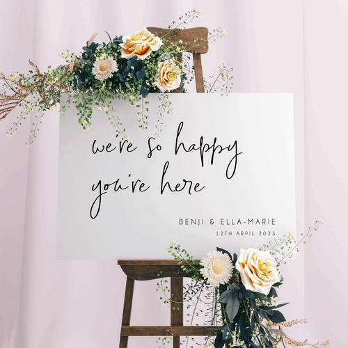 Welcome Sign - So Happy You're Here Design Silver Belle Design