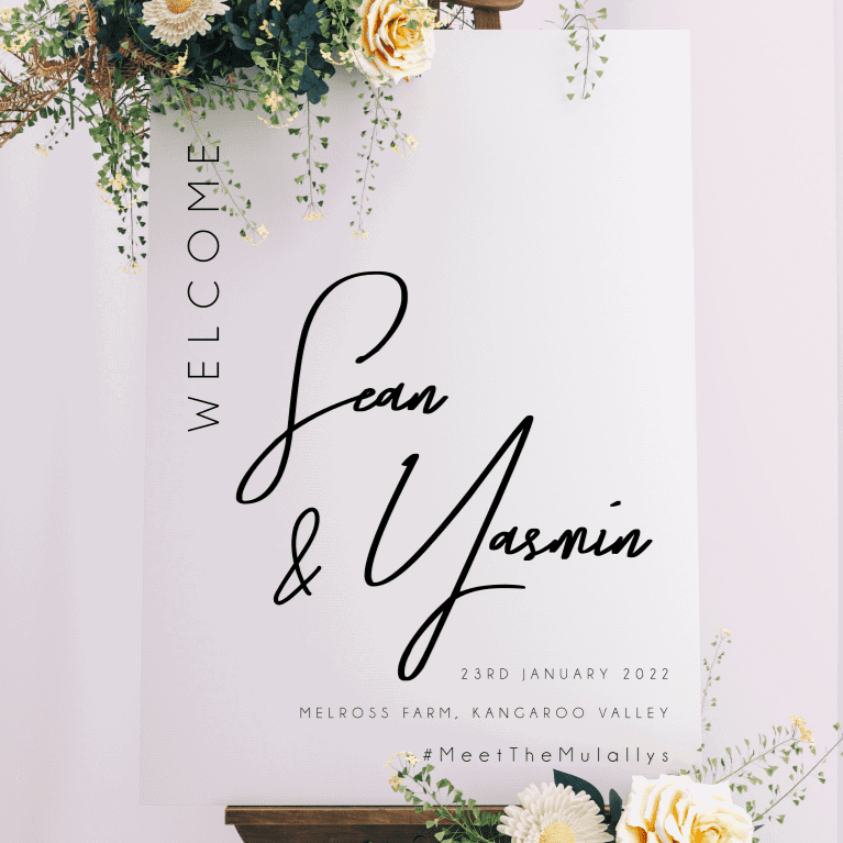 Welcome Sign - Yasmin Modern Script Design Silver Belle Design
