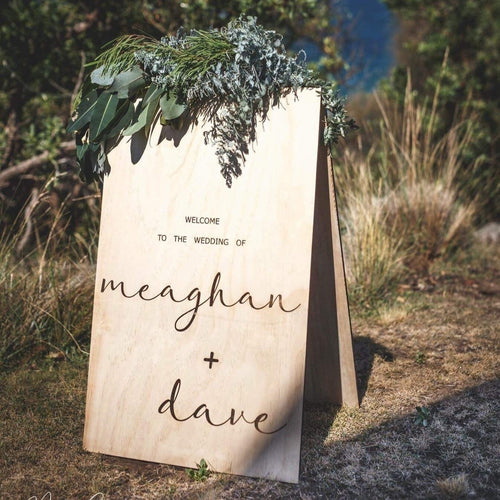 Wooden A-Frame Rustic Sign - Megan Silver Belle Design