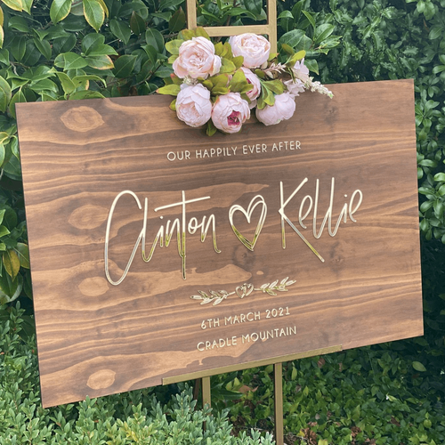 Wooden + Acrylic Welcome Sign Silver Belle Design