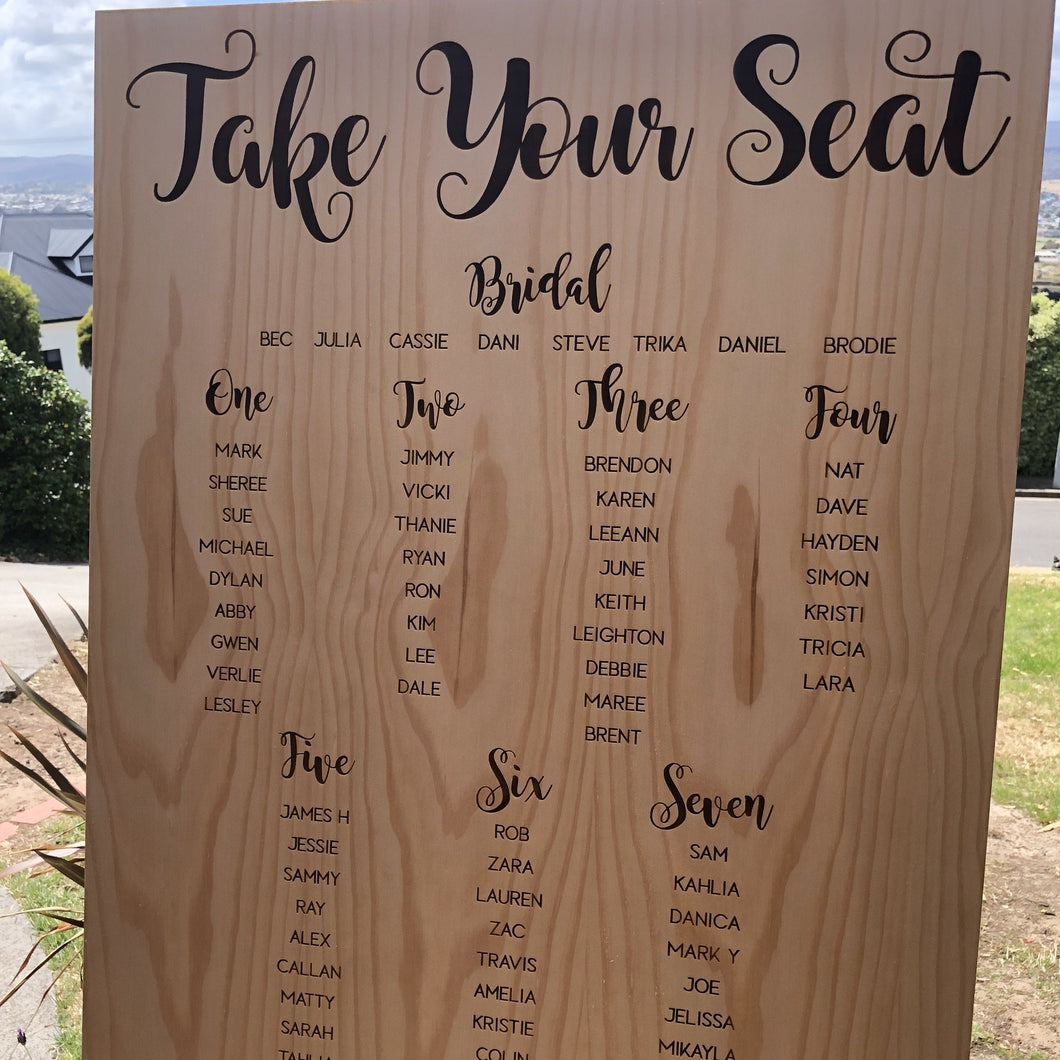 Wooden Table Seating Plan Sign - Dani Silver Belle Design