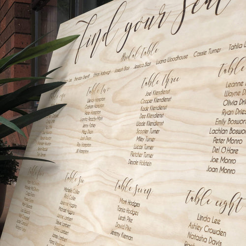Wooden Table Seating Plan Signs - Jessica Silver Belle Design